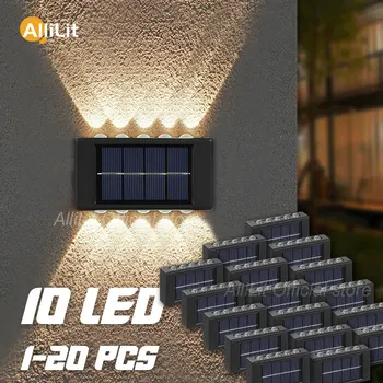 10 LED Sončno Svetlobo na Prostem Stenska Svetilka Prostem IP65 Vodotesen GOR in Dol Osvetlitev Doma Vrt Verandi Dvorišče Dekoracijo 1~20PCs