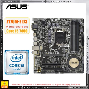 1151 Matično ploščo kit ASUS Z170M-E D3+I5 7400 cpu Intel Z170 Matično ploščo kit DDR3 32GB PCI-E 3.0 M. 2 USB 3.0 Micro ATX