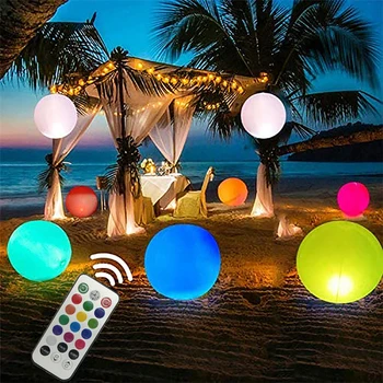 40 CM LED Žareče Žoga za Plažo Svetlobo Daljinskega upravljalnika 13 Barv Nepremočljiva Napihljivi Plavajoče Bazen Svetlobe Dvorišče Travnik Stranka Lučka Dekor