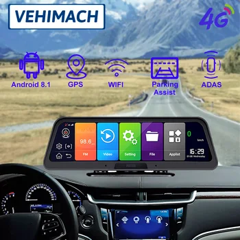 4G Android 8.1 Dash Cam FHD 1080P GPS Navigacija Avto Dvr Kamera 10 Palčni ADAS Daljinsko Spremljanje 2G RAM/32 ROM, Video Snemalnik Dashcam