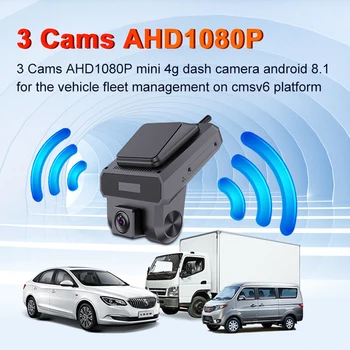 4G Dash Cam 3 Kamere Avto Video Nadzor Snemalnik FHD 1080P Night Vision 24-urni Nadzor na Daljavo DVR WiFi Hotspot