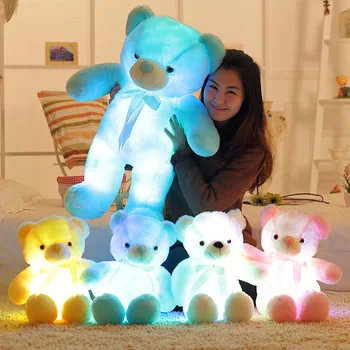 50 cm Ustvarjalne prižgejo LED medvedek, Polnjene Živali, Lutke Otroka Plišastih Otroci Igrače, Pisane Žareče Kawaii Nosi Igrače Za Otroke