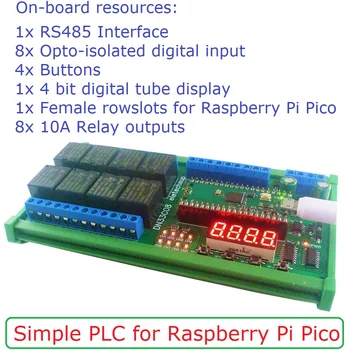 8ch RS485 Preprost PLC IO Širi Odbor Večfunkcijsko Zamudo Rele Modul za RasPi RPI Raspberry Pi Pico Python, C++