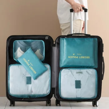 9 Barve Business Travel Bag 6 Delni Set Tkanina Oxford Vrečko Za Shranjevanje Perila Modrc Organizator