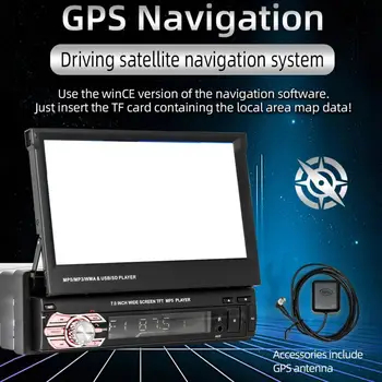 9601GS Avto MP5 Predvajalnik, 7 palčni HD Zložljiv Zaslon, GPS Navigacija Bluetooth Auto Multi-media Player, Avto elektronska Oprema
