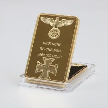 999 Pravi pozlačeni Bar Deutsche Reichsbank Gold Bar nemški Železa Ingot Bar 1 OZ Orel Križ, trgovina s Spominki, Darila