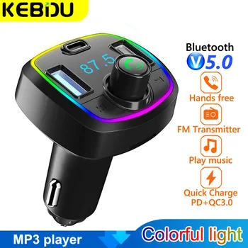 Avto Bluetooth 5.0 FM Oddajnik MP3 Predvajalnik, Brezžični Audio Sprejemnik PD 18W QC3.0 USB Hitro Polnjenje kompletom za Prostoročno FM Modulator
