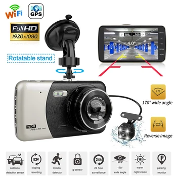 Avto DVR WiFi Full HD 1080P Dash Cam Pogled od Zadaj Vozila Fotoaparat, Video Snemalnik Night Vision Auto Dashcam GPS Logger Avto Dodatki
