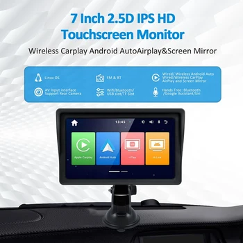 Avto Player Univerzalno 7Inch Avto Radio, Brezžični Carplay In Brezžični Android Auto Zaslon na Dotik, Bluetooth