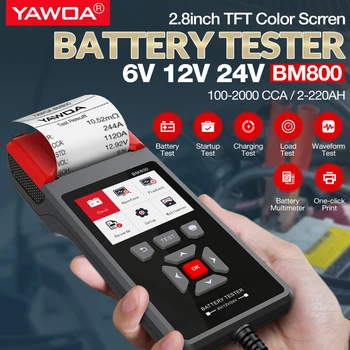 BM800 Akumulator Tester s Tiskalnikom, 6V 12V 24V Baterija Analyzer ob zagonu Testa & Polnjenje Test & Max Obremenitev Test PK BT760