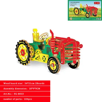 FEOOE Traktor nostalgično model klasični Kitajski slog lesene puzzle model starš-otrok je igrača DIY 3d lesene puzzle LAZU
