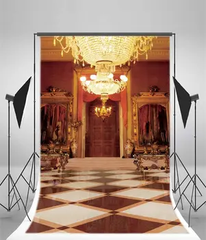 Fotografija Ozadje Chruch Luksuzni Palace Droplight Rdeče Zavese Črni in Beli Marmor Tla Evropske Archiculture