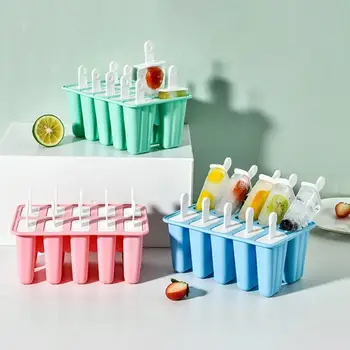 Ice Cream Plesni Enostavno Sprostitev Non-stick BPA Free DIY Non-leakable 10 Luknje Hladilnik Popsicle Maker Plesni Kuhinjske Potrebščine
