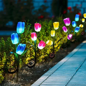 LED Sončne Sončnice Tulipanov Svetlobe Domu Dekorativni Sončne Luči Prostem Vrt Dekoracijo Vrtne Svetilke Vodotesne Krajine Razsvetljavo