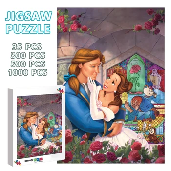 Lepota in Zver Sestavljanke 1000 Kosov Disney Princesa Belle Ugank za Odrasle Lesene Puzzle Otroci Izobraževalne Igrače