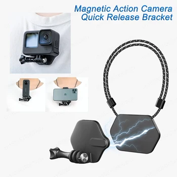 Magnetno delovanje Fotoaparata Hitro Sprostitev Nosilec za Gopro Dodatki Vratu Nastavek Držalo za GoPro Hero Insta 360 DJI Mobilni Telefon