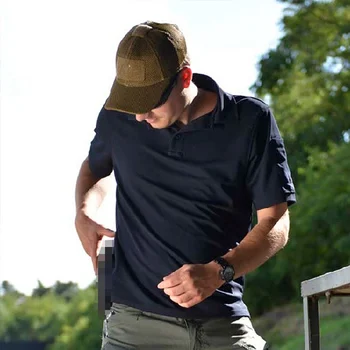 Moški Trening kratek rokav Taktične Vojaške Polo Hitro Suha na Prostem T-shirt Dihanje Vojske Boj proti Lovski Kampiranje, Pohodništvo Tees