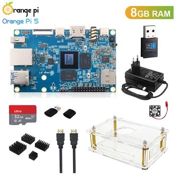 Oranžna Pi 5 8GB RK3588S 8-core 64-bit PCIE Modul Zunanje WiFi+BT SSD Gigabit Ethernet En potovalni Računalnik Zaženete Android Debian