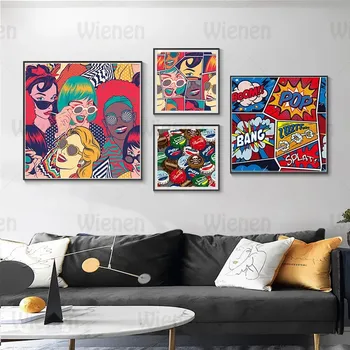 Pop Art Plakatov in Fotografij Ameriški Stil Stripi Moda Slika Wall Art Platno Slikarstvo Hipi Dekorativne Slike dnevne Sobe
