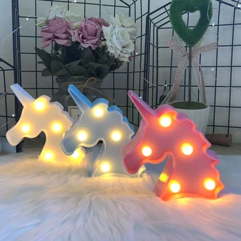 Samorog LED 3D Noč Luči Živali Konj Lučka za Osvetlitev Otroci Igrače Žareče Unicornio Stereo Tabela Luminaria Novost Otrok Darila