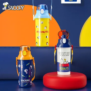 Snoopy Charlie Brown Kawaii Otroke Vode Poletni Pokal za Moške in Ženske Naravnost Pitne Prenosni Pokal Cartoon Trak