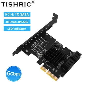 TISHRIC 4X PCIE DO 4 SATA SSD Malo Širitev Kartico PCIE3.0 JMicron JMS585 PCI SATA Multiplikator Odcepa za Namizni RAČUNALNIK Računalnik