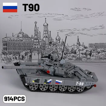 WW2 Sovjetski T-64A T90 Glavni Bojni Tank Vozila gradniki Vojak Vojske Številke Orožje Oklepno vozilo, Opeke Igrače Za Boy Otroci