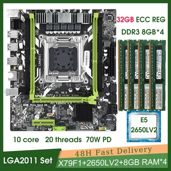 X79 matične plošče, Set LGA2011 Procesor Xeon E5 2650L V2 CPU 4pcs x 8GB = 32 GB Pomnilnika DDR3 RAM Radiator 1333 PC3 10600 Glavnik