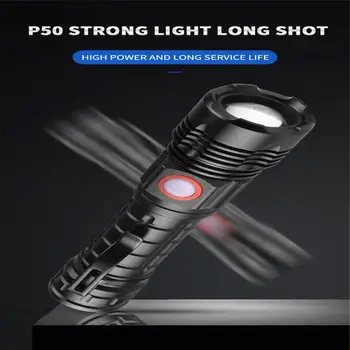 XHP50 Zoomable Mini Svetilka Z Posnetek 3 načini 600-800LM Lumnov Lučka Zunanji Prenosni USB Polnilne Nepremočljiva Baklo Luči