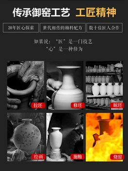 Zlata Vaza Modra in Bela Porcelanasta Sponka Veje Lotus Cvetlični Aranžma Kitajski Dnevni Sobi Odlikovanja