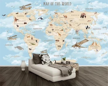 beibehang Risanka zemljevidu sveta v ozadju stene ozadje ozadje po meri zidana dnevna soba, spalnica TV dekorativno slikarstvo