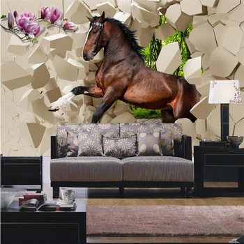 beibehang ozadje 3D stereoskopski Poqiang konj vse večja v sobo ozadje dnevni sobi TV ozadje restavracija