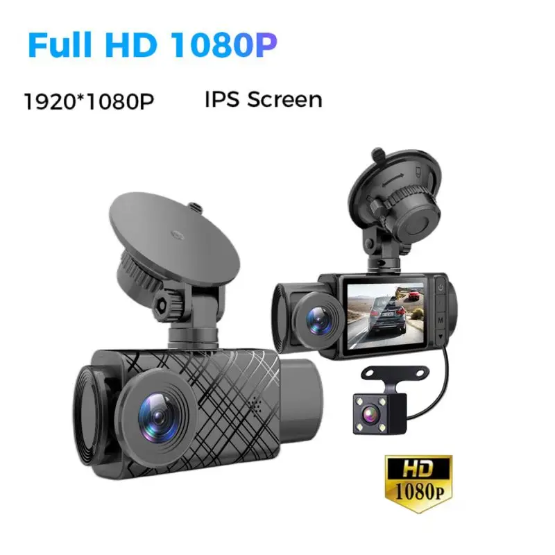 Novo 3 Objektiv HD 1080P Dash Cam 140 Stopnja širokokotni Avtomobilskih Podatkov Diktafon Spredaj/Zadaj Kamere 24H Parkirni Kamere Zaslon . ' - ' . 0
