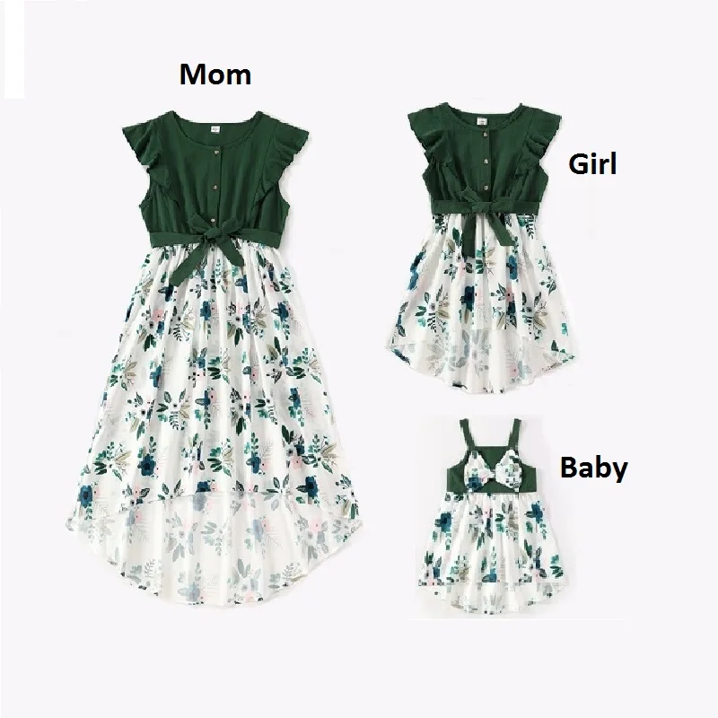 Družinski paket oblačil, manšete, naborki ujemanje obleko modne mati, mati, hči baby dekle obleko bombaž . ' - ' . 4