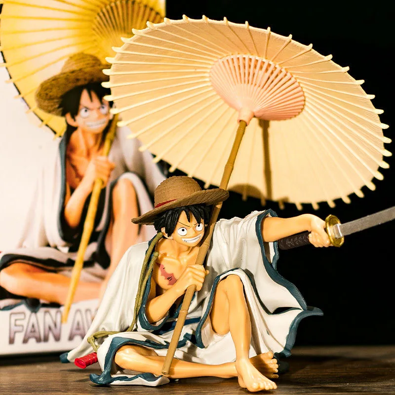 14 cm Enem Kosu Monkey D. Luffy Kimono Dežnik PVC Anime Dejanje Slika Lutka Figma Zbirateljske Okraski Model Igrača za Fante Darila . ' - ' . 5