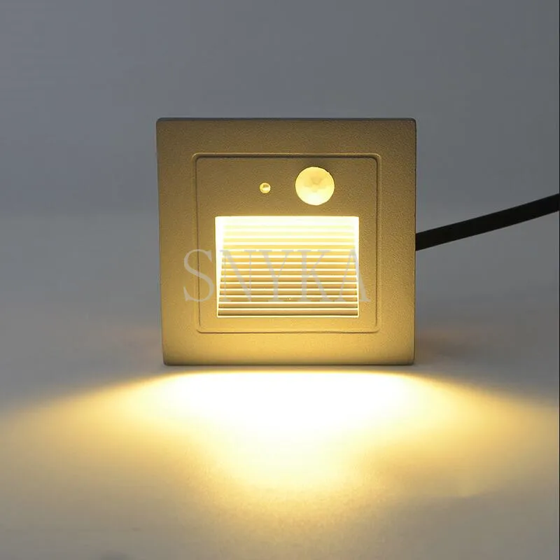3W vodoodporna LED Korak Stopnišč Svetlobo na Prostem, v Zaprtih prostorih PIR Senzor Gibanja Detektor LED Stenska Luč Ir Človekovih Senzor Svetlobe Noč . ' - ' . 2