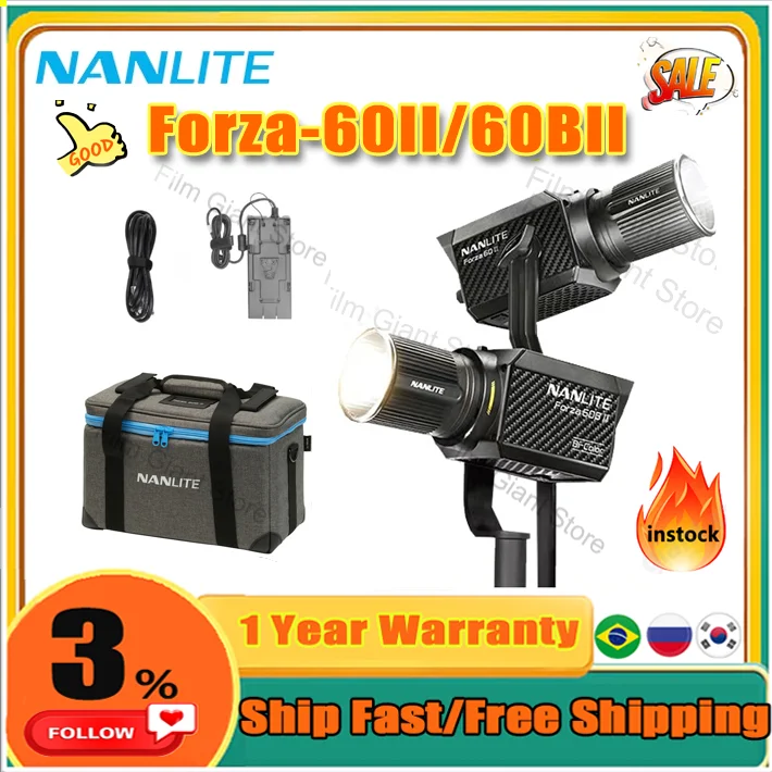 Nanlite Nanguang Forza-60II 5600K Forza-60B II Bi-color 2700-6500K LED Bliskavico Svetlobo na Prostem COB Bliskavica Stroboskopske svetilke . ' - ' . 0